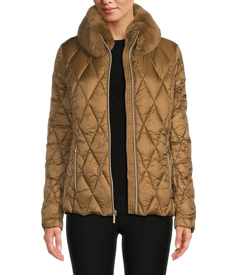 michael kors pink faux fur coat|Michael Kors padded coat women's.